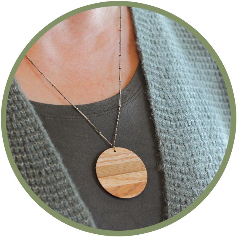 Wooden on sale disc necklace